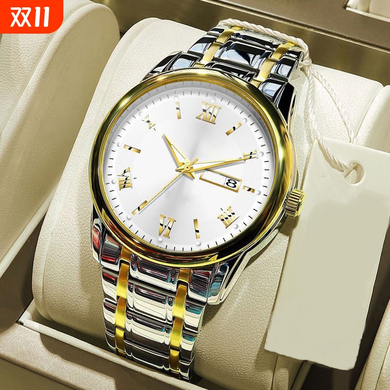 手表男款机械风全自动防水高级感全自动男表数字双日历防水腕表男