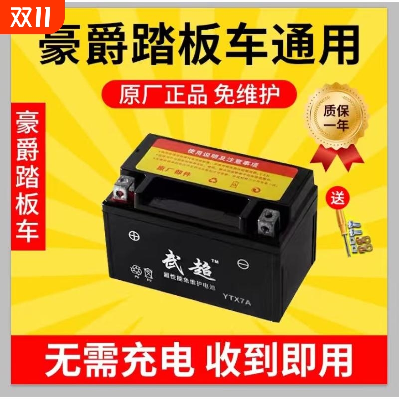 豪爵悦星uu海王星uy豪迈女士125踏板摩托车电瓶12v免维护通用宇钻