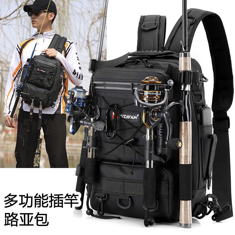 字母LOGO路亚竿包多功能路亚包大容量渔具包挂位多户外防水钓鱼包