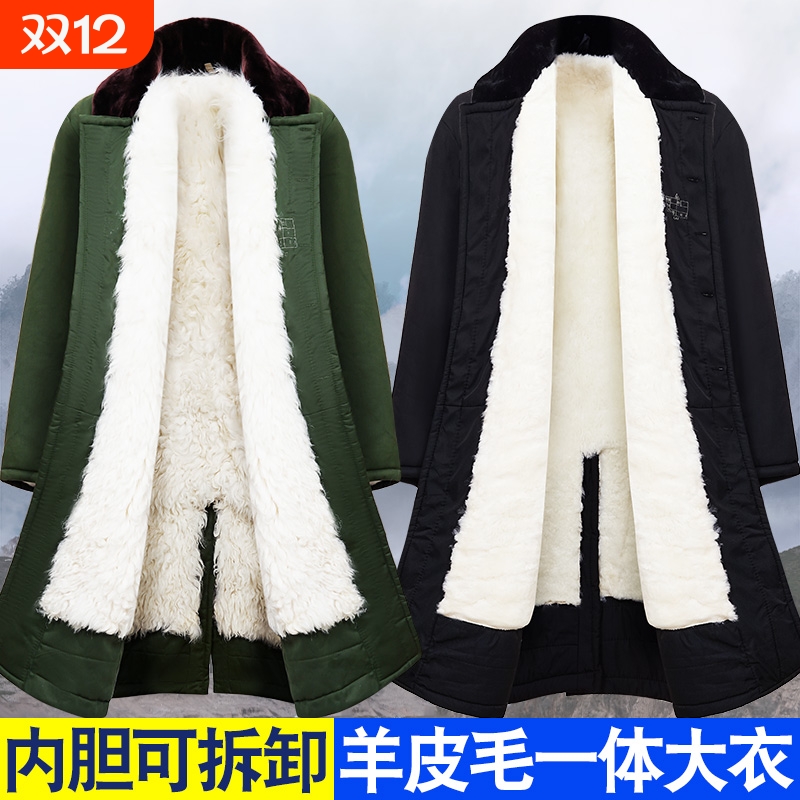军棉大衣男冬季羊剪绒皮毛一体加厚羊毛东北羊皮棉袄内胆羊绒零下