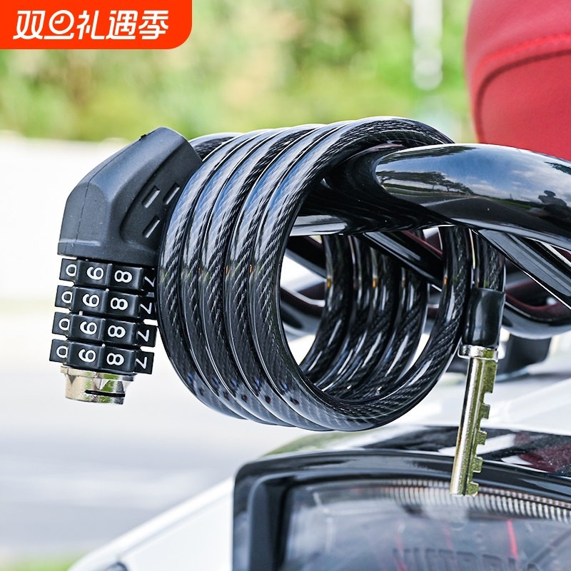 摩托车头盔防盗密码锁机车电动车山地车加粗版钢缆绳钢丝锁防盗锁