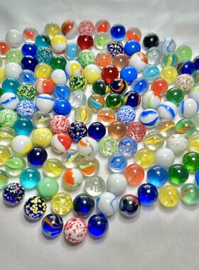 16MM25MM彩色玻璃球夹弹珠溜溜球大玻璃珠子跳棋子幼儿园玩具实心