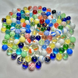 16MM25MM彩色玻璃球夹弹珠溜溜球大玻璃珠子跳棋子幼儿园玩具实心