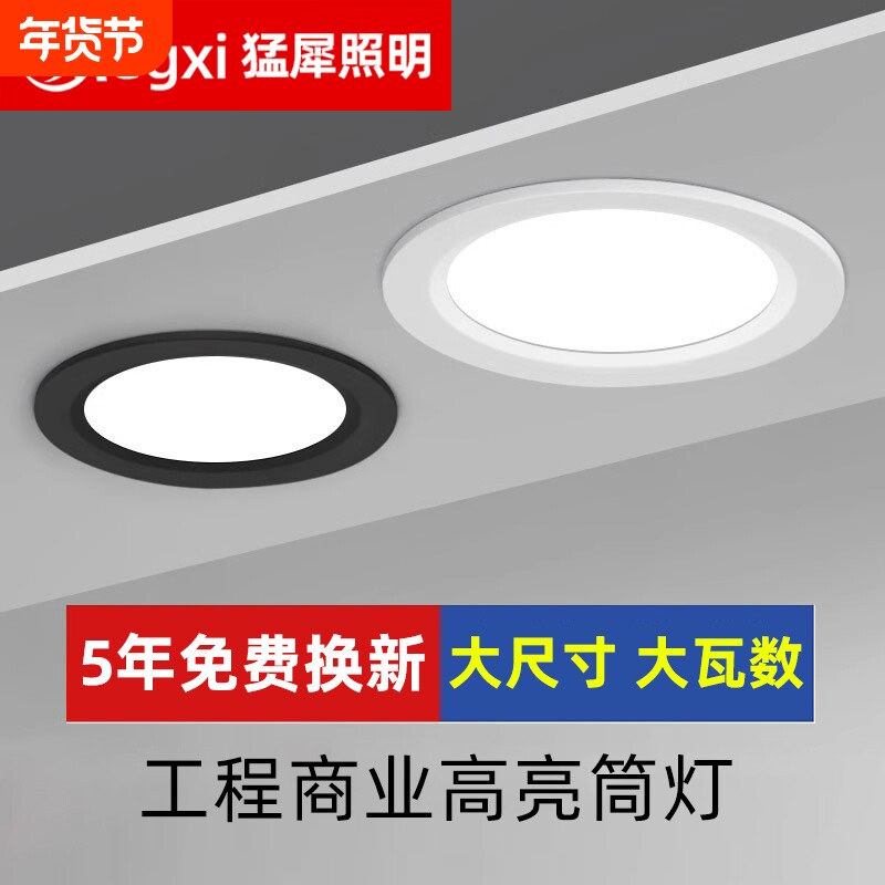 筒灯led嵌入式天花灯吊顶洞灯工程商用高亮孔灯圆形射灯客厅灯具