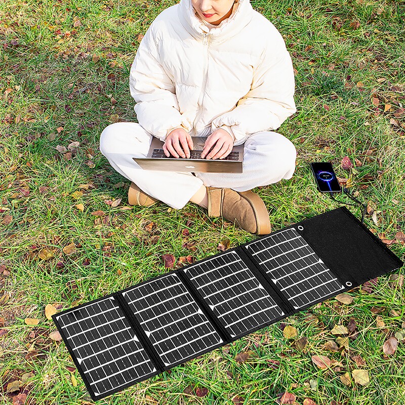 户外移动电源太阳能充电板12v车载蓄电池快充电宝便携折叠发电器