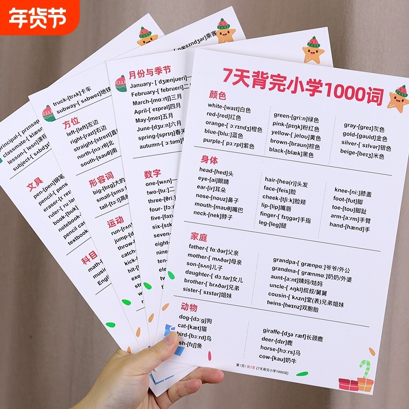 小学生英语1000单词词汇语法短句知识点总结大全背诵学习卡片神器,玩具/童车/益智/积木/模型,玩具挂图/认知卡,淘宝优惠券,粉丝福利购,淘宝优惠卷