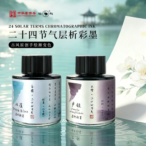 鸵鸟层析渐变古风绘画彩色墨水