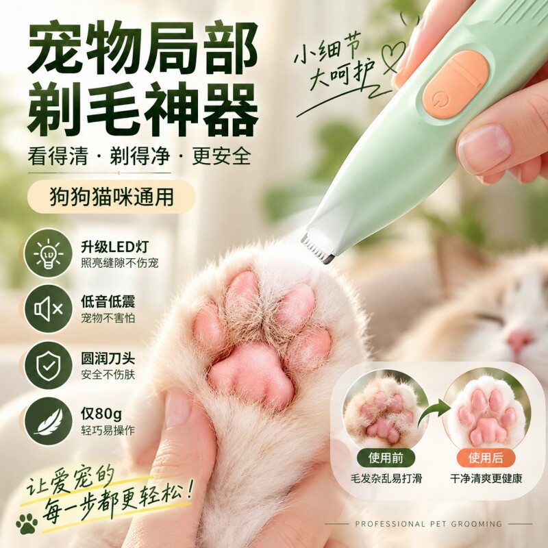 宠物剃脚毛器猫咪脚底剃毛专用电推剪静音小型犬狗狗修爪神器推子