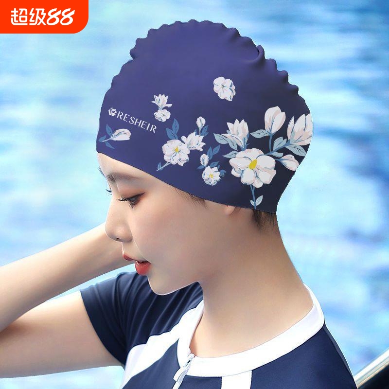 泳帽女士防水不勒头时尚专业硅胶游泳帽子女款成人大头围长发专用