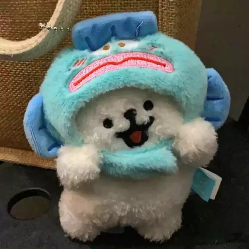 线条小狗周边头套可爱小狗书包挂件毛绒公仔小狗钥匙扣送女友礼物