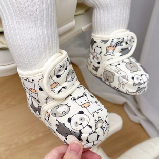 新生儿男女宝宝6 秋冬季 1岁加绒保暖步前鞋 子0 12个月防掉 婴儿鞋