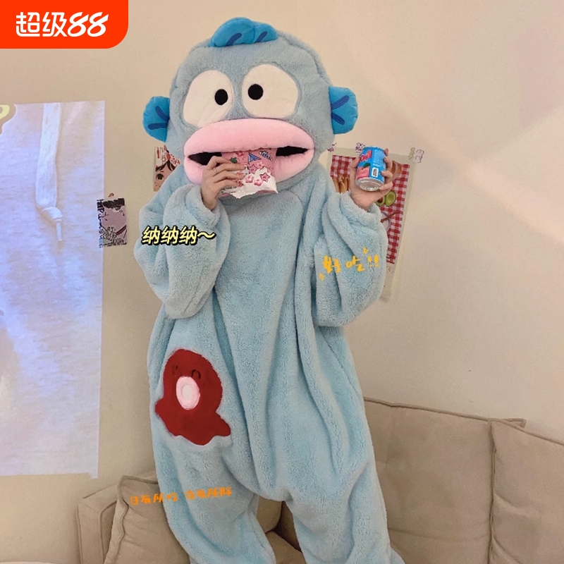 丑鱼珊瑚绒加厚保暖连体睡衣秋冬