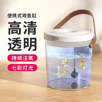 儿童手提便携鱼缸注氧透明七彩