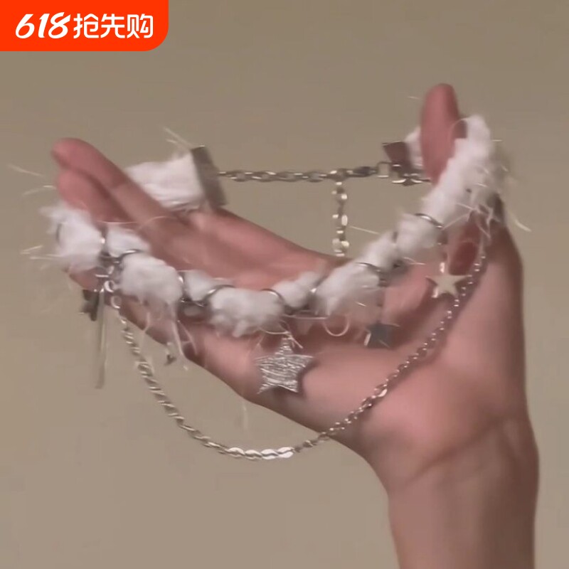 秋冬choker纯欲感毛绒流苏项链项圈小众锁骨链多层吊坠甜酷双层