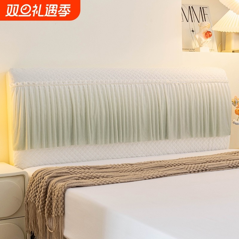 全包床头罩简约蕾丝夹棉加厚软包皮床头保护罩床头套防尘罩卧室