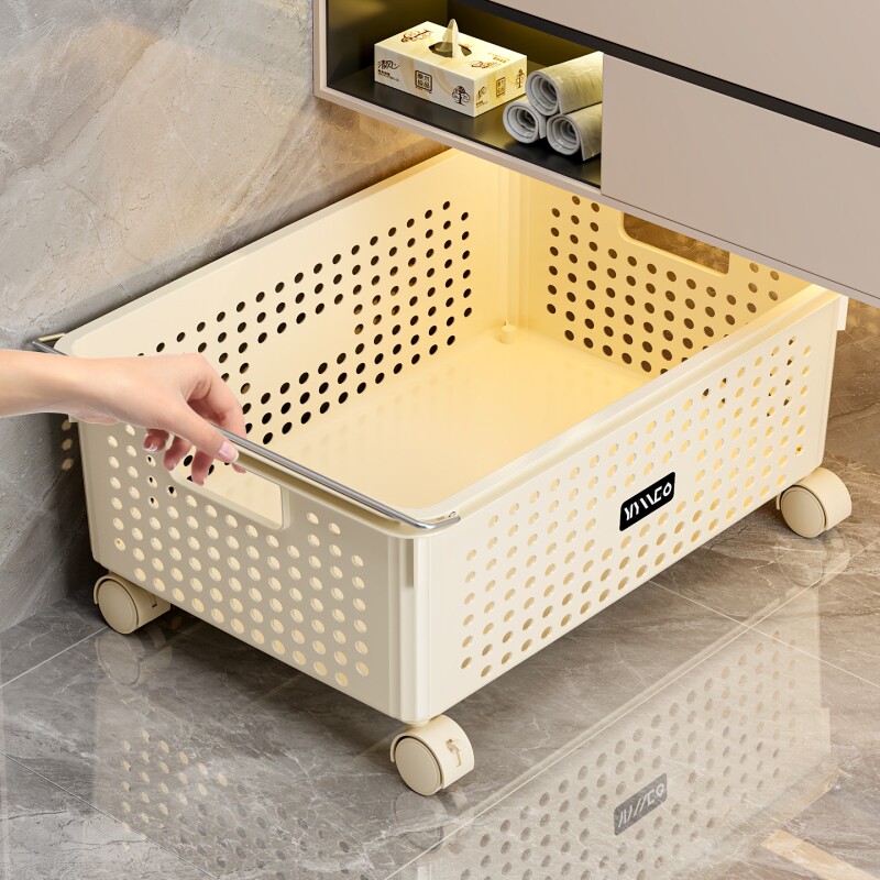 浴室柜下脏衣篓脏衣服收纳筐卧室衣柜下多功能可移动脏衣服收纳框