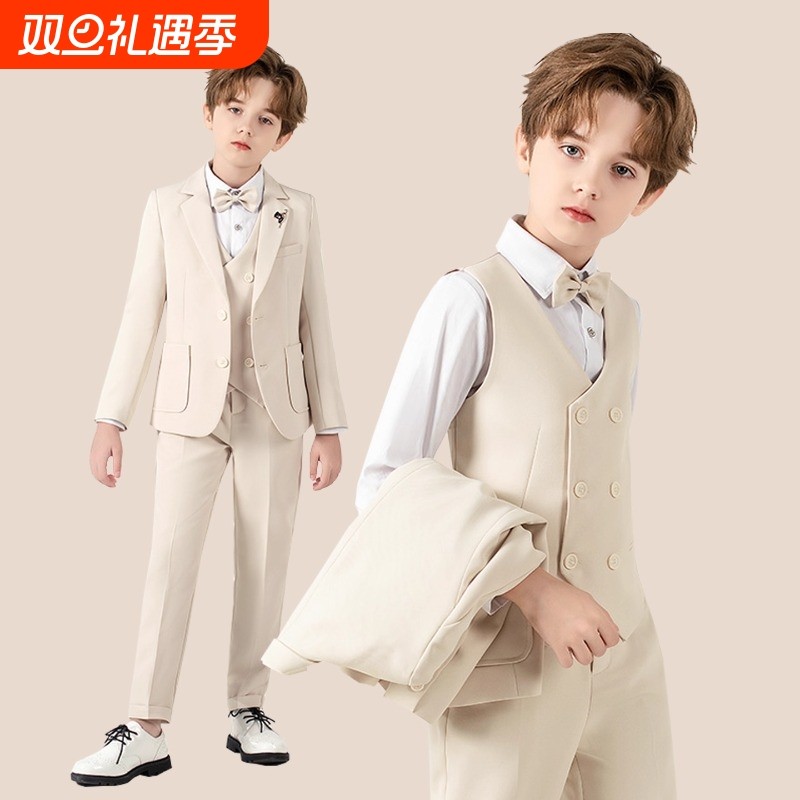 儿童西装礼服秋季新款英伦绅士纯色小西服男童钢琴主持合唱演出服