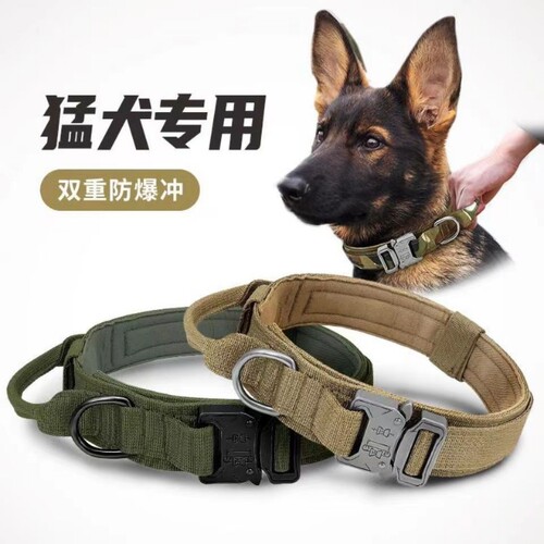 战术狗项圈大型犬狗狗脖圈魔术贴狗圈大狗牵引项圈可调节防爆冲
