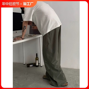 夏季薄款美式复古宽松工装裤男女同款潮牌宽松街舞休闲防水伞兵裤
