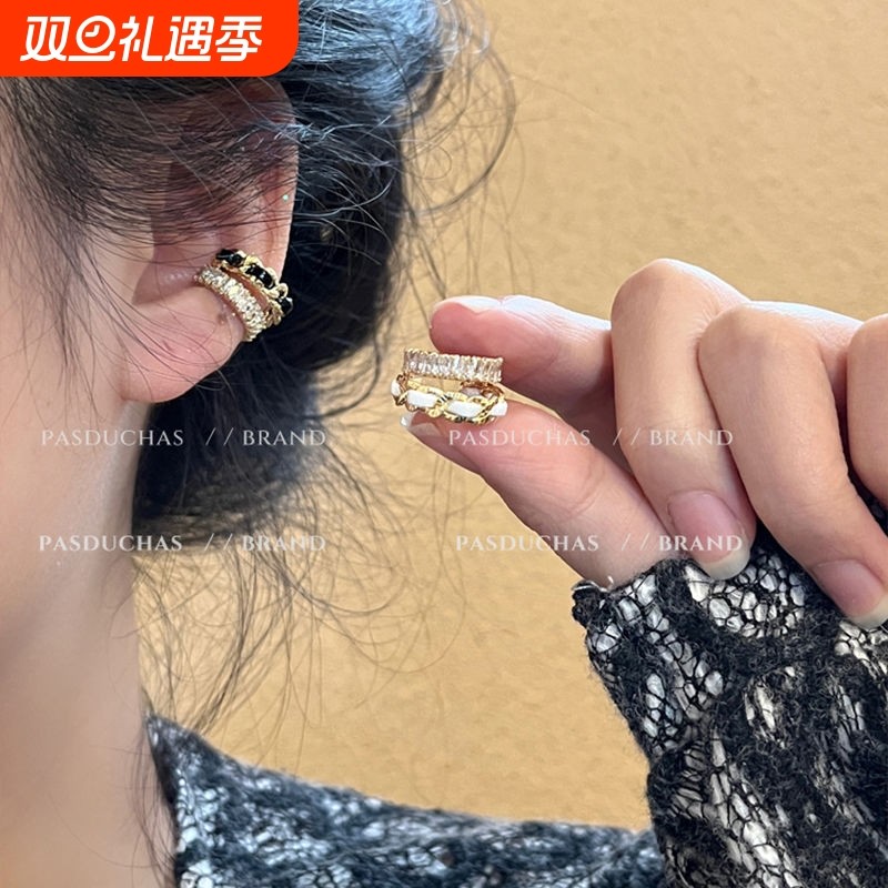 轻奢缠绕双层耳骨夹无耳洞耳夹高级设计感小众小香风气质秋冬耳饰