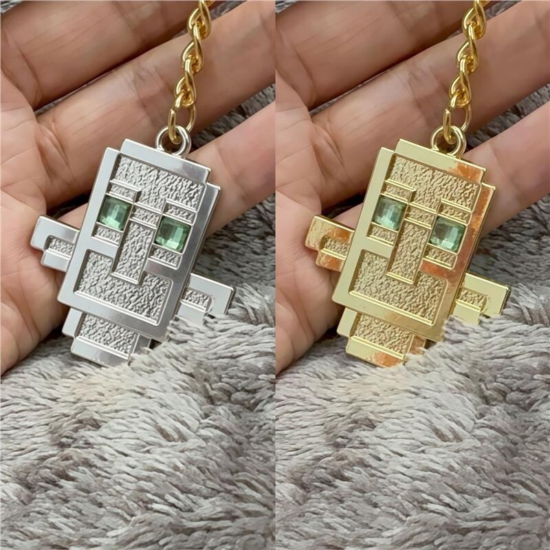 金银色我的世界不死图腾钥匙扣挂件金属游戏周边立体浮雕复活图腾图片