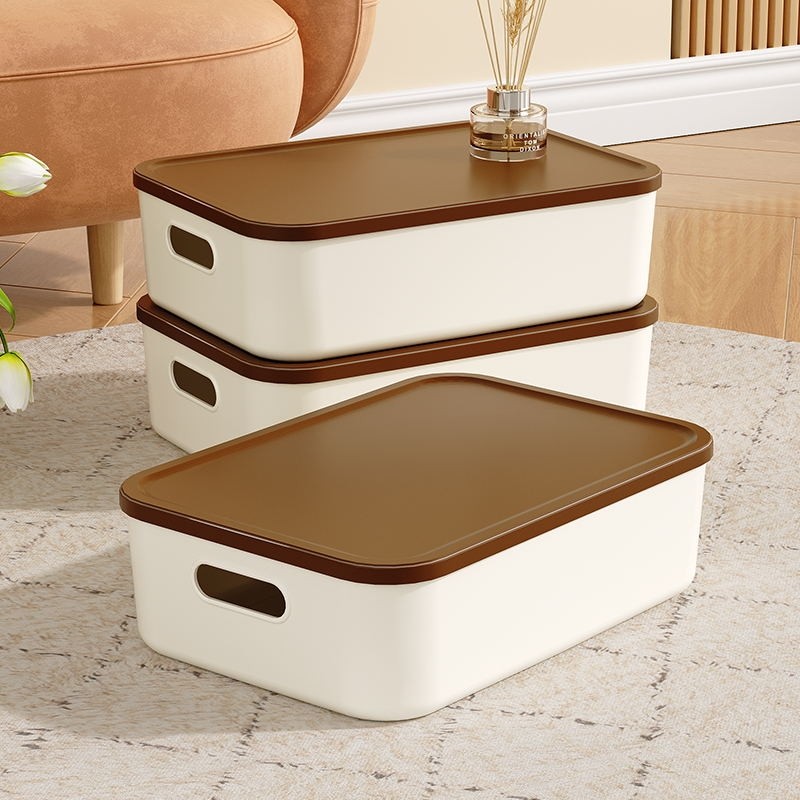 内衣收纳盒零食玩具杂物收纳筐家用长方形化妆品带盖子收纳箱储物