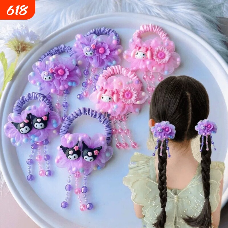 紫色库洛米卡通头饰儿童发饰头花不伤皮筋发圈甜美女童头绳小女孩