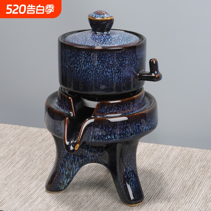 窑变建盏石磨懒人泡茶壶自动功夫茶具套装家用茶杯冲茶器陶瓷