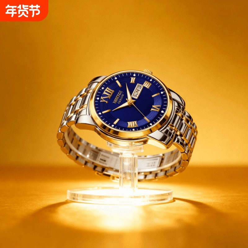 手表男款全自动男表数字双日历防水腕表男机械风全自动防水高级感