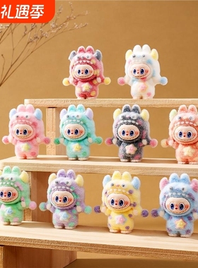 新款植绒波点怪兽小兔萌粒公仔桌面小摆件对对碰盲盒盲袋配件