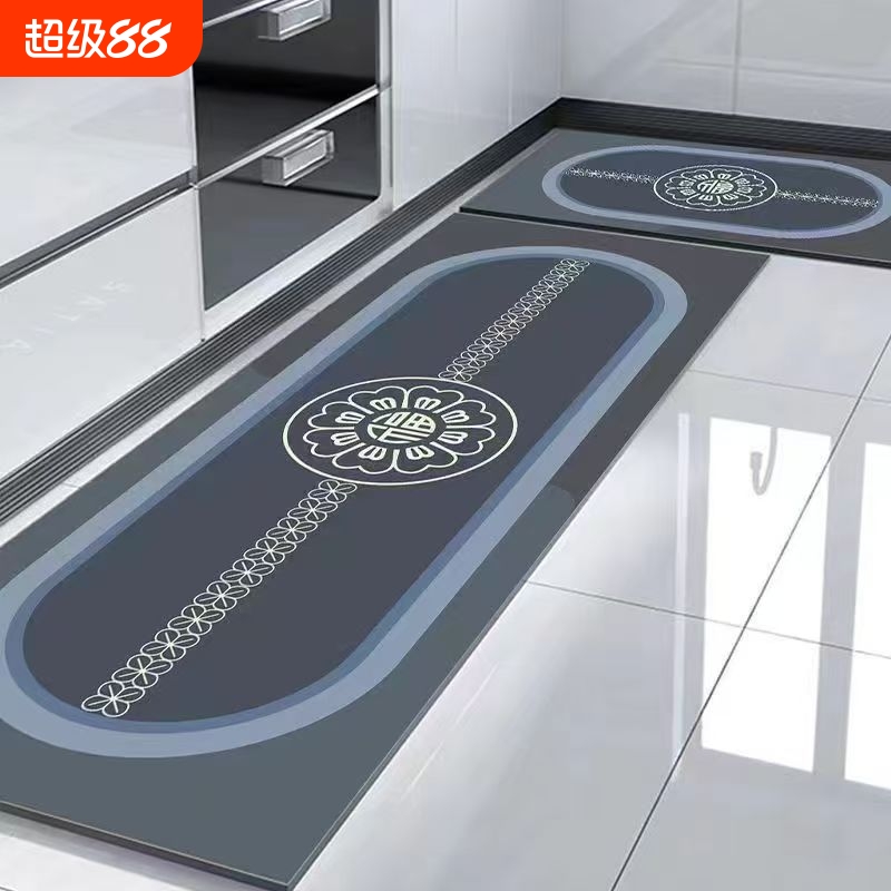 厨房防滑地垫硅藻泥可擦脚垫吸水吸油速干门口地毯耐脏防污裁剪