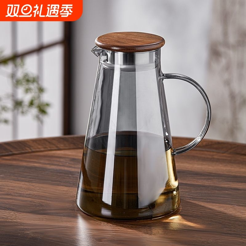 冷水壶家用客厅储水加厚凉水壶玻璃耐高温凉水杯大容量中式泡茶壶
