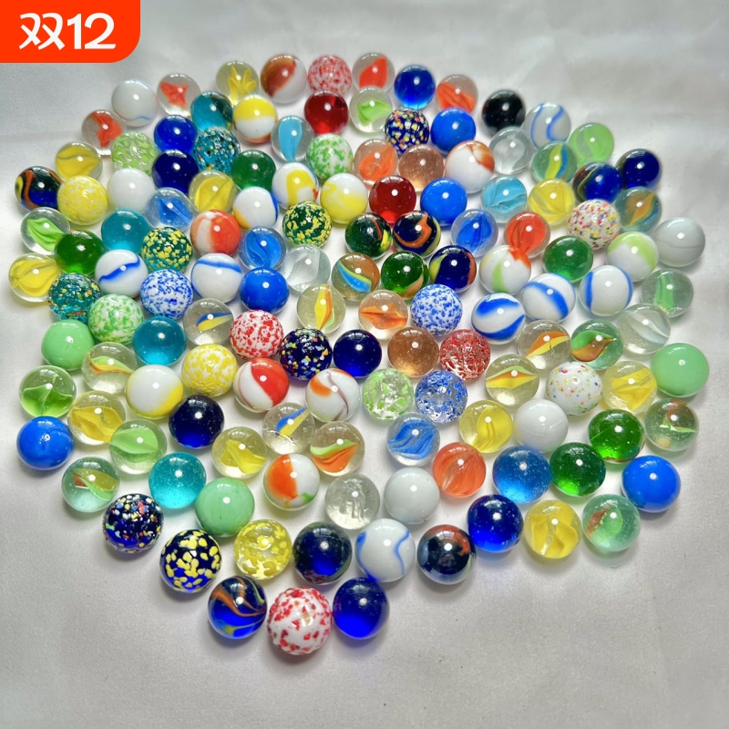 16MM25MM彩色玻璃球夹弹珠溜溜球大玻璃珠子跳棋子幼儿园玩具实心