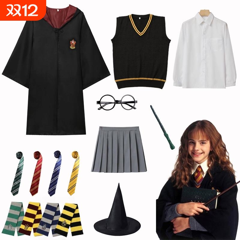 周边儿童cos服装魔法袍斗篷赫敏巫师袍波特学院万圣节演出服模特