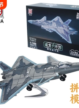 旭嘉军事模型1/100中国威龙歼击机J20隐形战斗机拼装玩具摆件组装