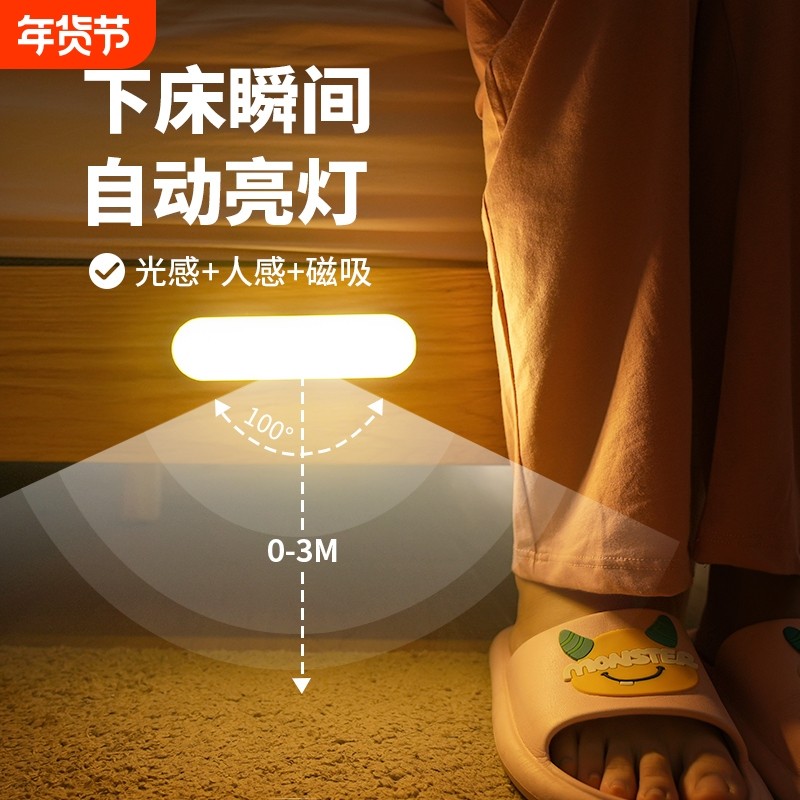 爆款小夜灯全自动超亮厕所楼道宿舍家用新款人体感应灯走廊不插电