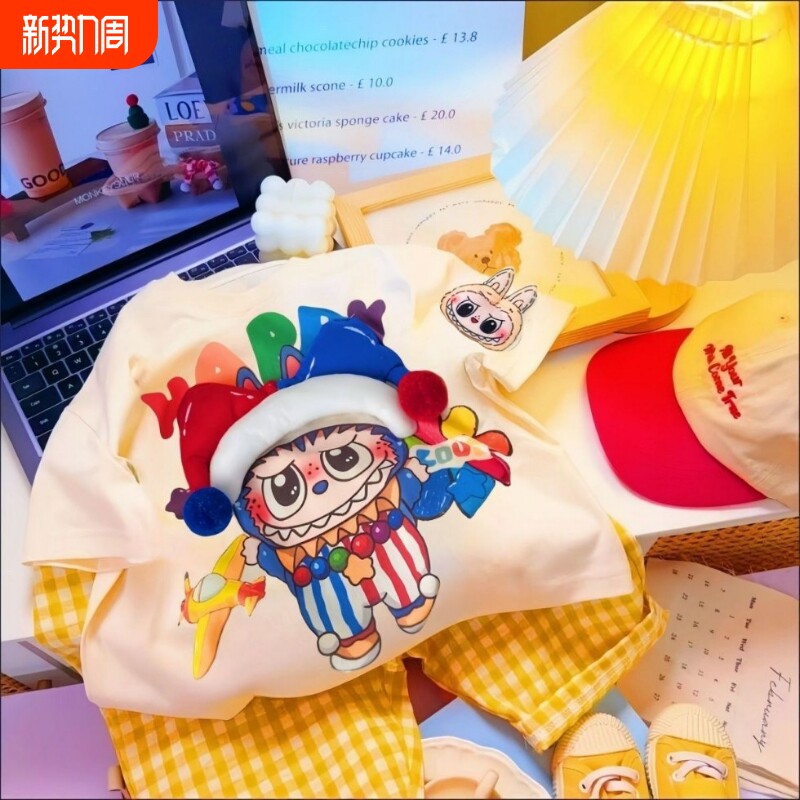 男女童装纯棉短袖公仔T恤夏季新款宽松卡通洋气立体玩偶儿童上衣