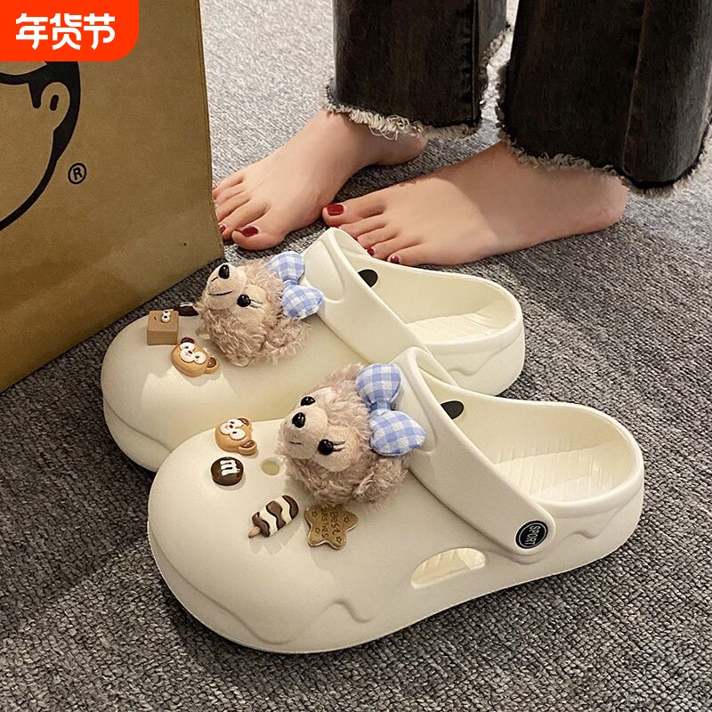 网红超火夏季轻便EVA洞洞鞋女高级感新款百搭厚底一脚蹬凉拖鞋女