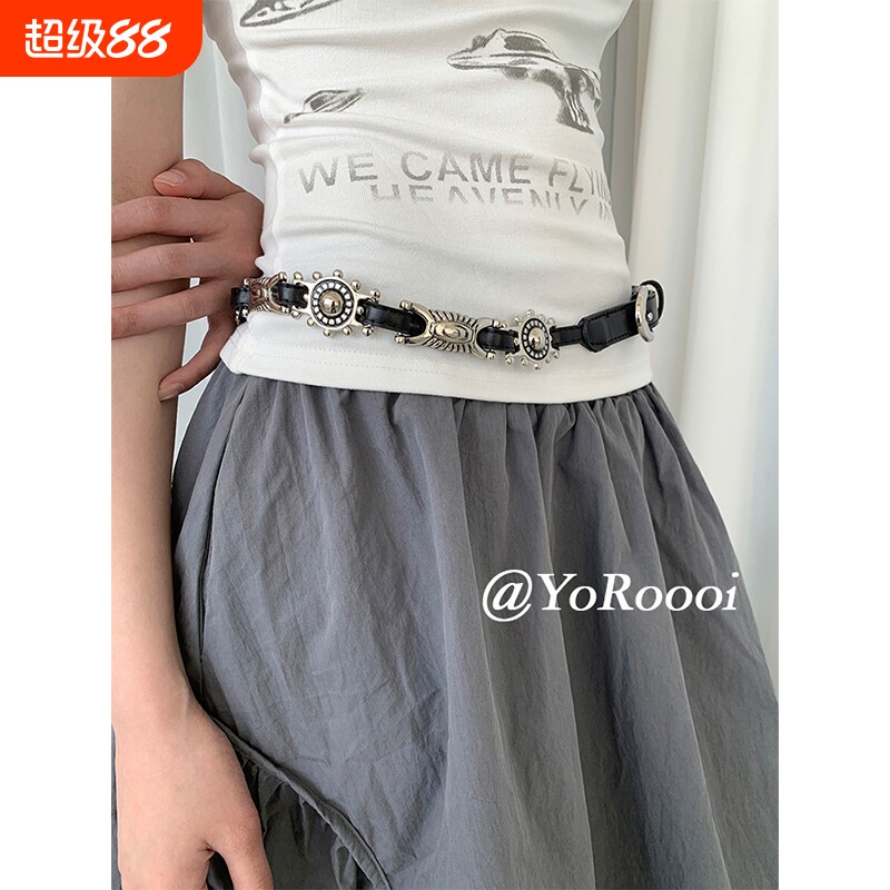 小众复古美式镶嵌金属腰带图片