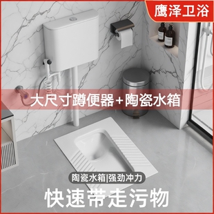 便盆蹲便器整套超薄蹲坑蹲厕便池冲水箱蹬家用厕所卫生间马桶陶瓷
