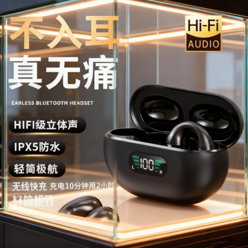 柏林之声2025年新款蓝牙耳机不入耳开放挂耳式运动超长续航大电量