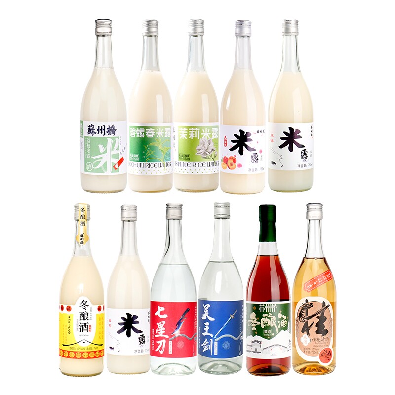 苏州桥米露米酒0.5/10/14度750ml玻璃瓶桂花蜜桃原味清