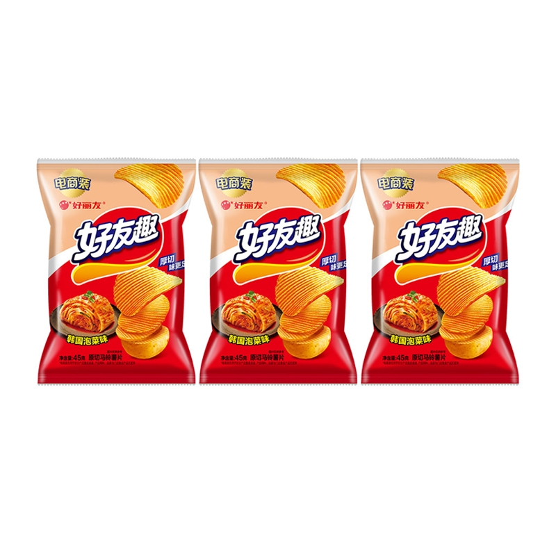 好丽友好友趣薯片韩国泡菜味45g*3包