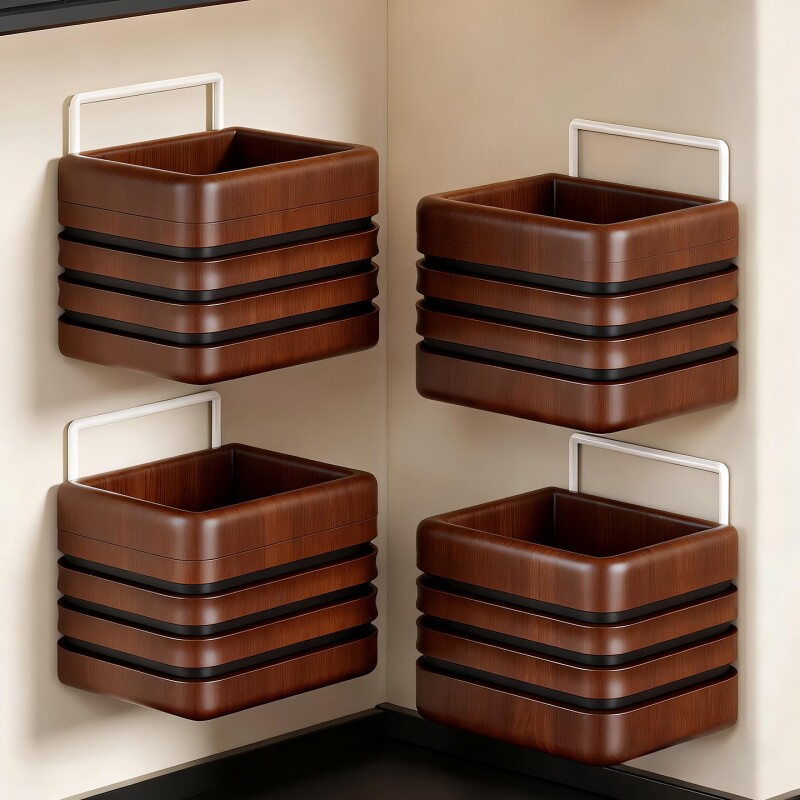 实木葱姜蒜收纳盒厨房置物架放大蒜生姜壁挂墙上杂物篮壁挂收纳筐