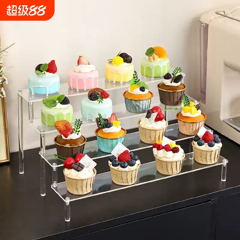 甜品台展示架纸杯蛋糕摆件摆台置物架桌面透明甜甜圈阶梯式收纳架