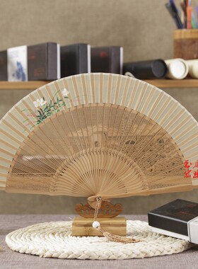 安吉厂家岳阳楼竹扇子竹子的骨架雕刻镂空景区畅销雕刻扇子