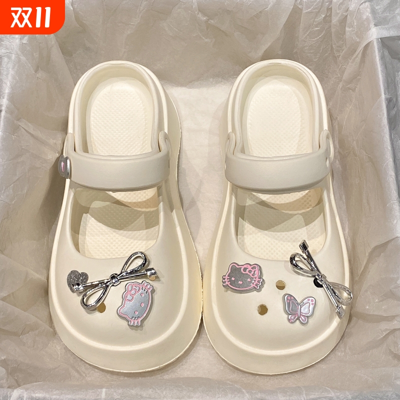 少女心厚底玛丽珍洞洞鞋外穿女夏季百搭eva防臭耐磨包头凉拖鞋