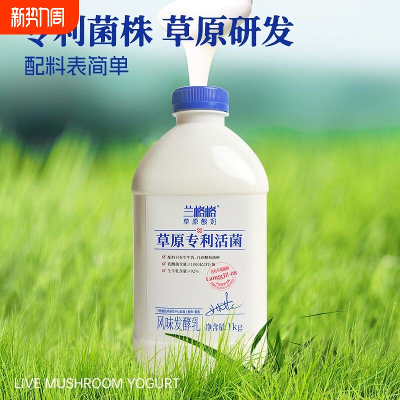 兰格格草原1kg专利活菌酸奶干酪风味发酵乳低温瓶装冷藏家用