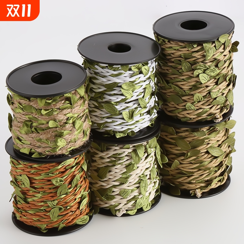 绿色藤条麻绳带叶子绳子手工制作diy装饰树叶照片墙材料包邮剑麻