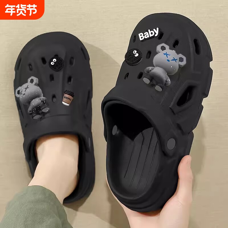 新款洞洞鞋男款夏季外穿沙滩防滑厚底凉拖鞋男士夏天2025踩屎感男